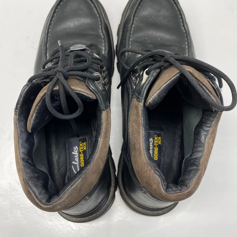 Clarks Gore-Tex XCR Leather Boots Mens 12M Black Green Color Waterproof‎ 36575